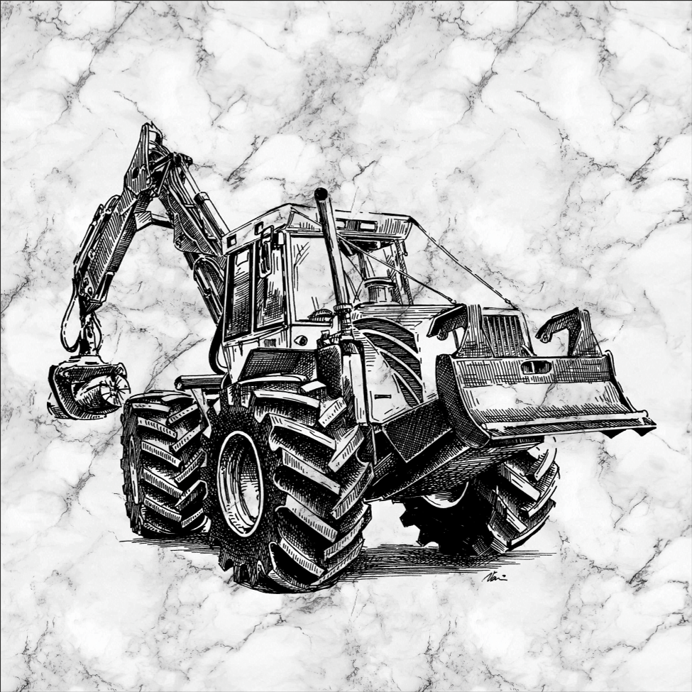 Motiv Lesní traktor / LKT - autorská perokresba