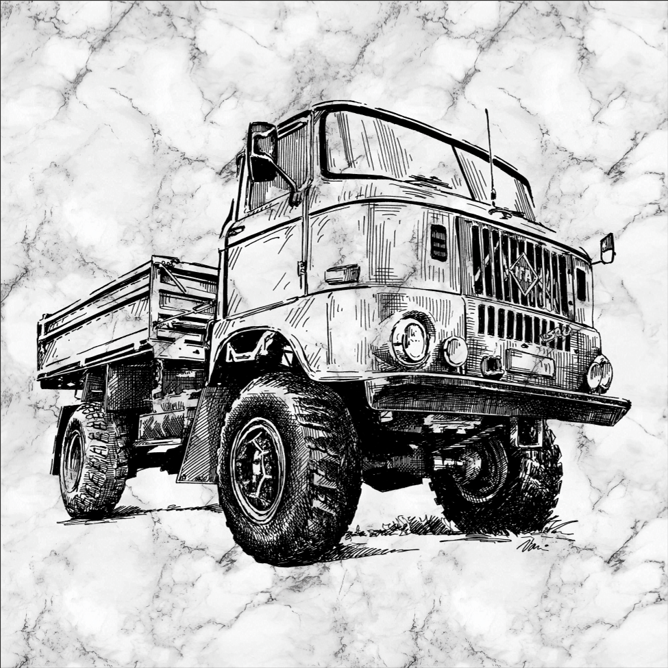 Motiv IFA W50 - autorská perokresba
