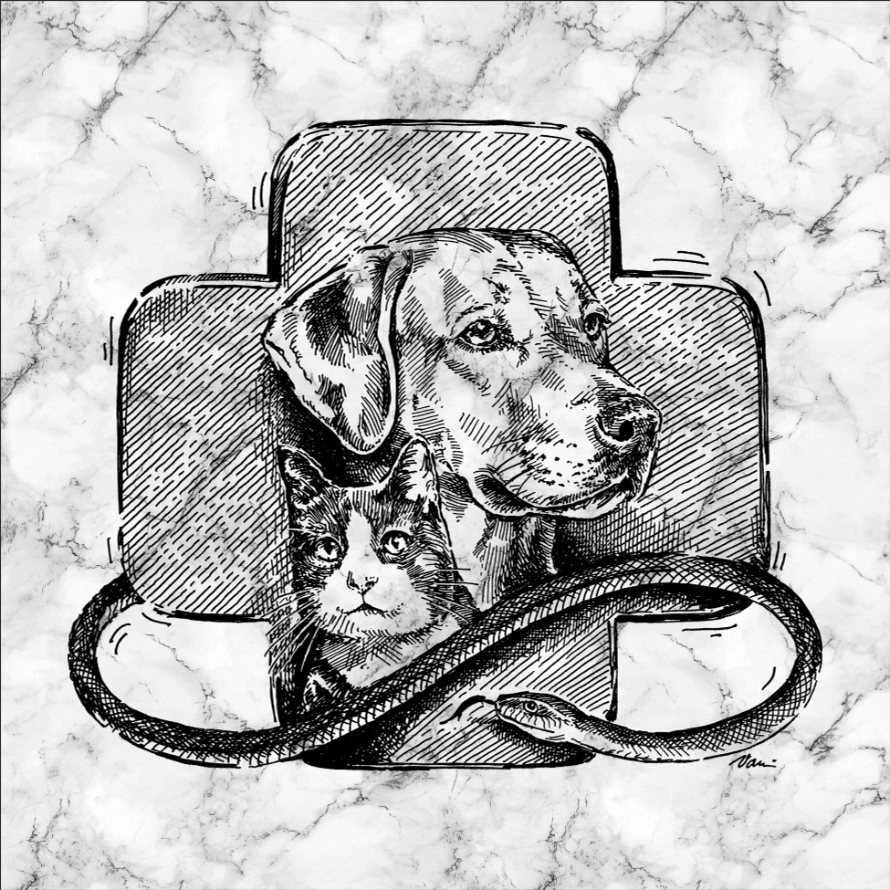 Motiv Veterinářský znak - autorská perokresba